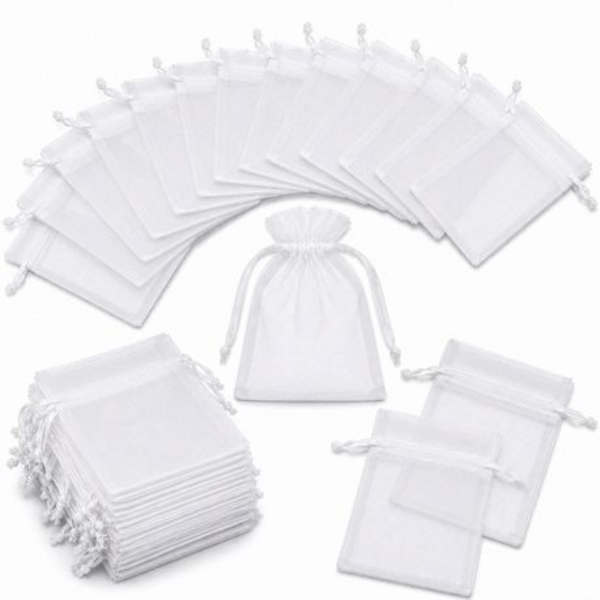50 Organza 7cm × 9cm Bags in White, Black, Gold, Silver, Black and Red - Image 39