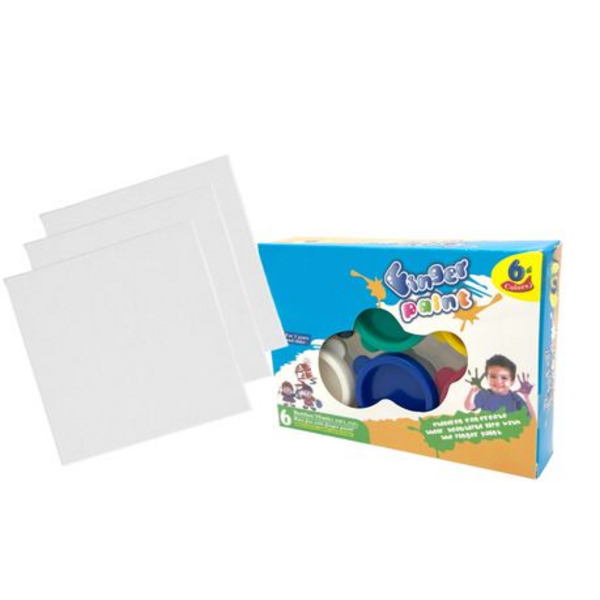 Unleash Creativity - Kids Finger Paint Art Set with 6 Colors and 3 Canvas
