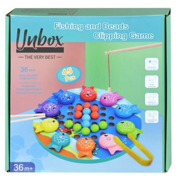 Unbox - Wooden Magnetic Fishing & Beads Clipping Kids Interactive Toy Game
