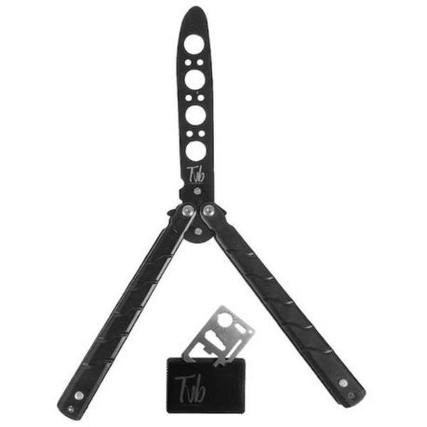 BLACK Tvb Training Butterfly Knife - Blunt Non-Sharp EDC - Great for Tricks