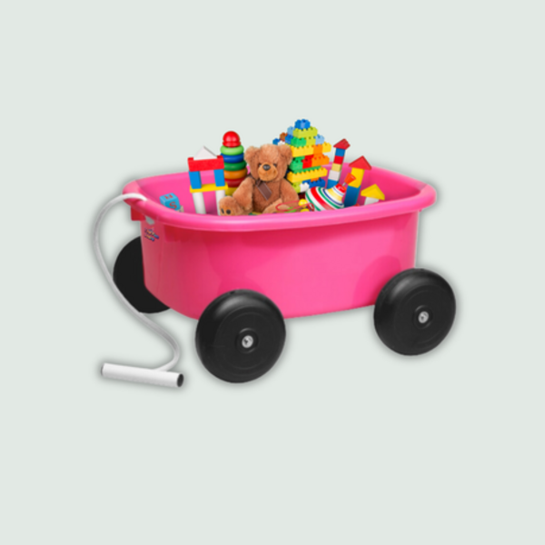 Kid's Pull Wagon: Spark Imagination & Outdoor Fun in BLUE, PINK & RED - Image 2
