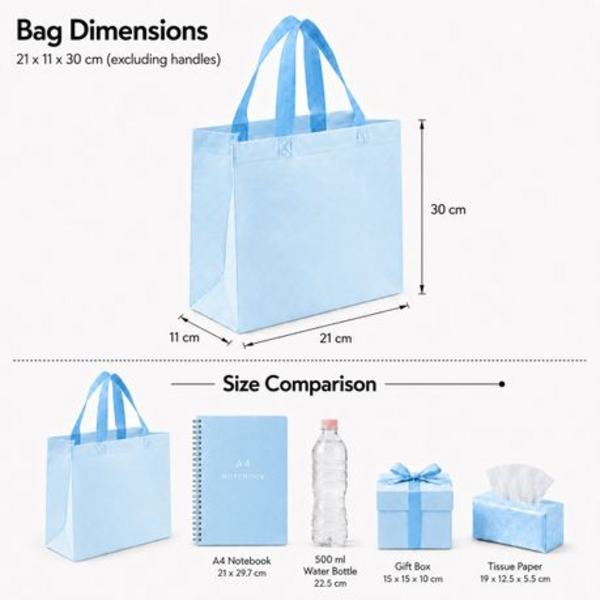 12 Pack Non-Woven Reusable Tote Gift Shopping Bags with Handles - Image 26