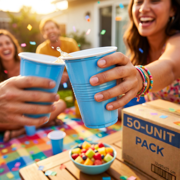 50 Disposable Party Cups - 470ml / 16oz Sturdy Plastic Drinking Cups - Image 10