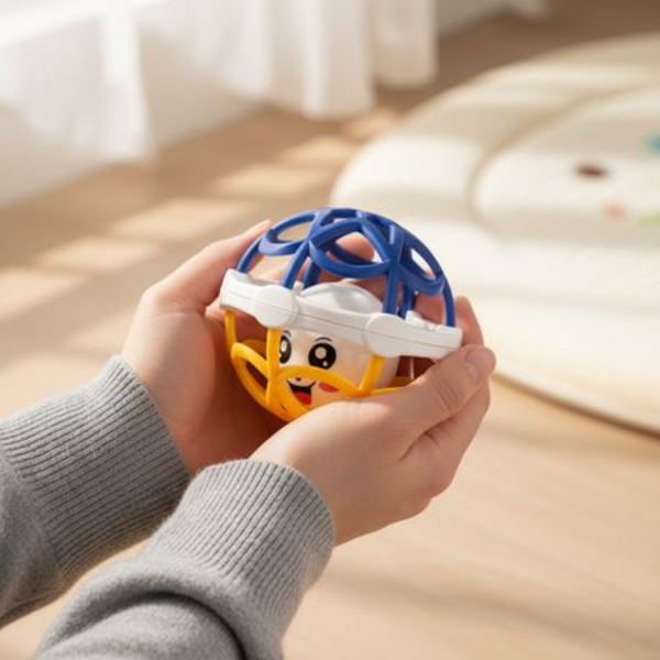 2 Soft-Touch Baby Teether Rattle Balls - Interactive Baby Rattle Set