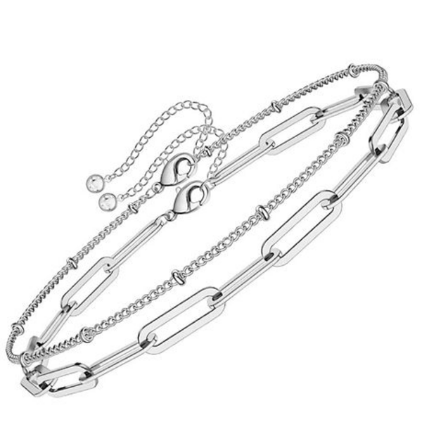 Stacked Style: The Double Layered Paperclip & Bead Bracelet Set - Image 2