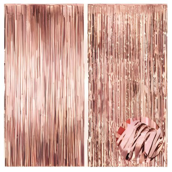 4-Piece Rose Gold Decorative Foil Curtain Tassel Backdrops