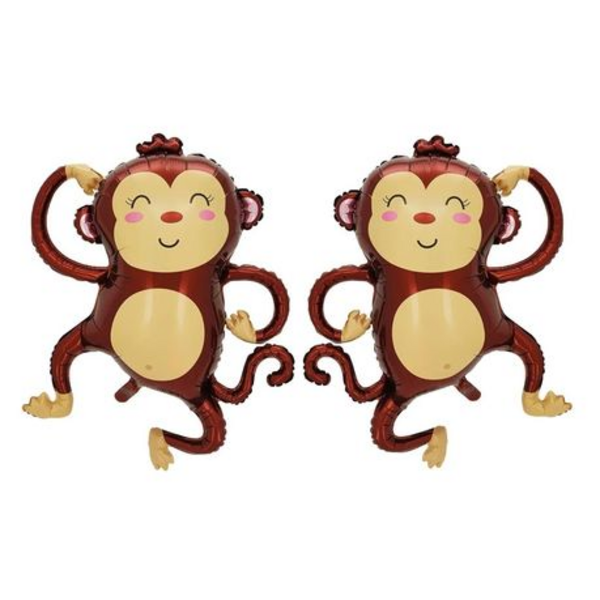 Jungle Adventure Balloons - 2 Pack of 3D Monkey Foil Balloons