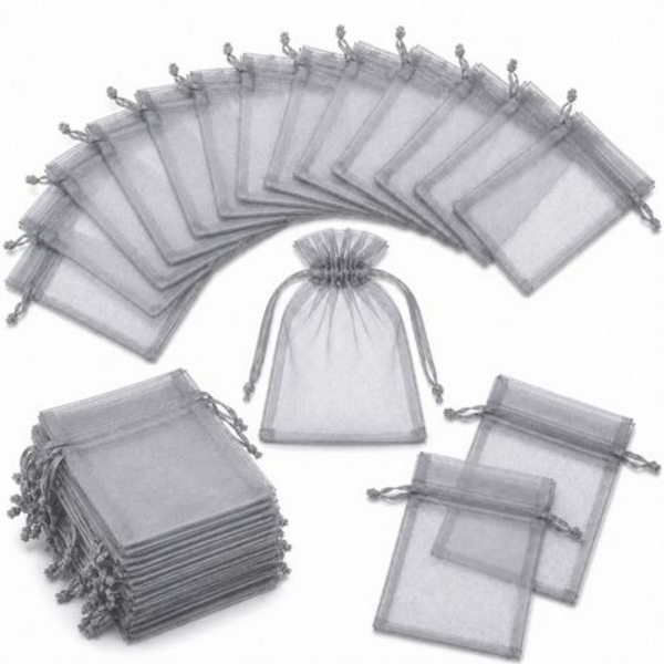 50 Organza 7cm × 9cm Bags in White, Black, Gold, Silver, Black and Red - Image 16