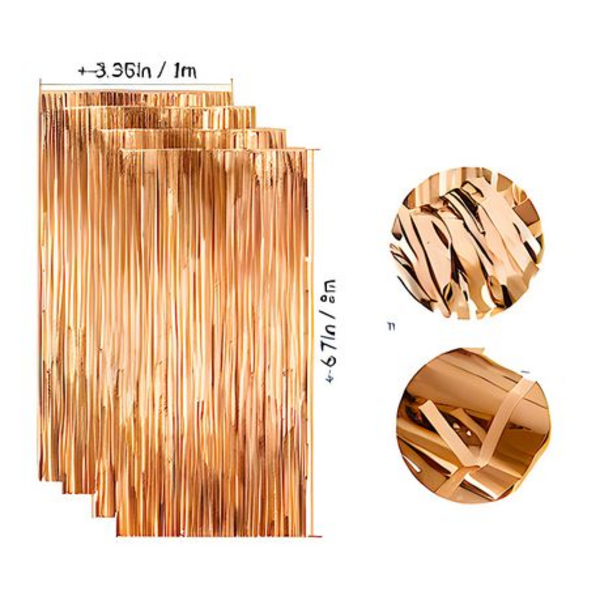 4-Piece Rose Gold Decorative Foil Curtain Tassel Backdrops