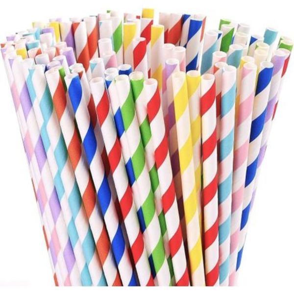 250 Eco-Friendly Paper Straws (10 Coloured Packs with 25 Straws in Each)