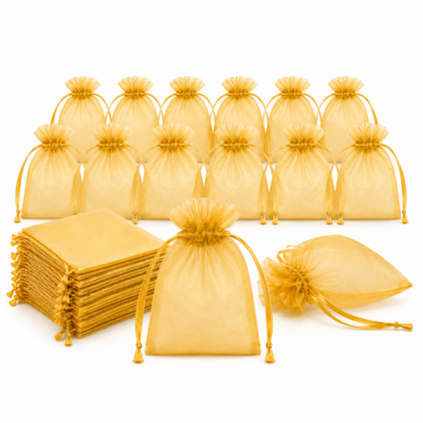100 Organza 13cm x 18cm Bags in White, Black, Gold, Silver, Black and Red - Image 20