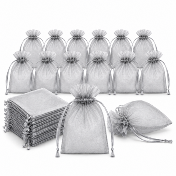 100 Organza 13cm x 18cm Bags in White, Black, Gold, Silver, Black and Red - Image 30