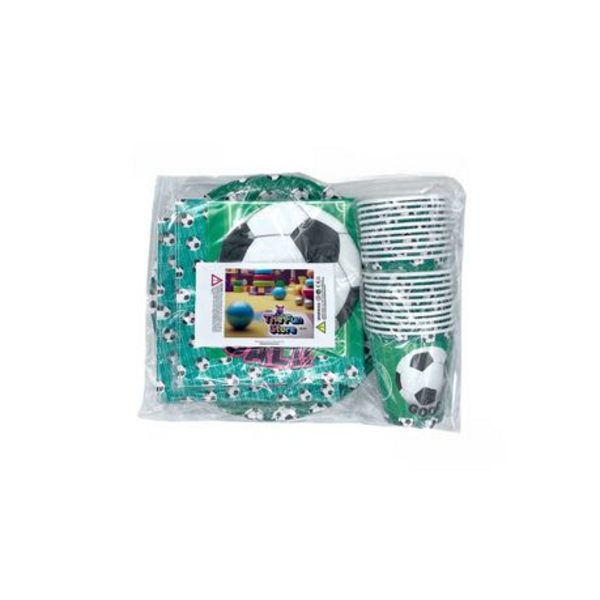 60-Piece Soccer GOAL Themed Disposable Partyware Set for 20 Guests