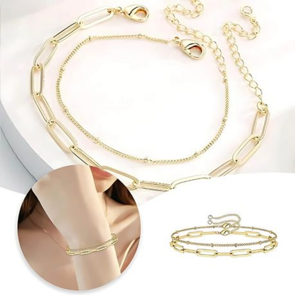 Stacked Style: The Double Layered Paperclip & Bead Bracelet Set - Image 11