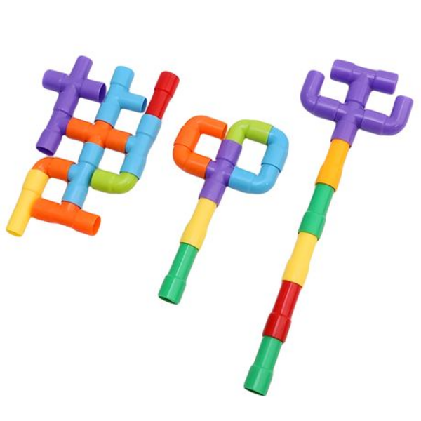 60 Piece Pipe Tube Building Interlocking Set Toys for Kids