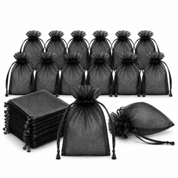 100 Organza 13cm x 18cm Bags in White, Black, Gold, Silver, Black and Red - Image 2