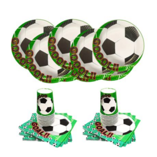 60-Piece Soccer GOAL Themed Disposable Partyware Set for 20 Guests