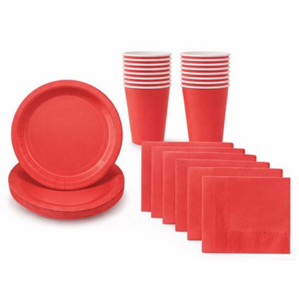 Disposable Party Set for 30 - White Paper Plates, Cups & Napkins Combo Pack - Image 4