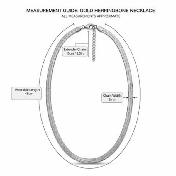 Necklace Choker Chain 45cm - Flat Snake / Herringbone - in Gold or Silver - Image 8