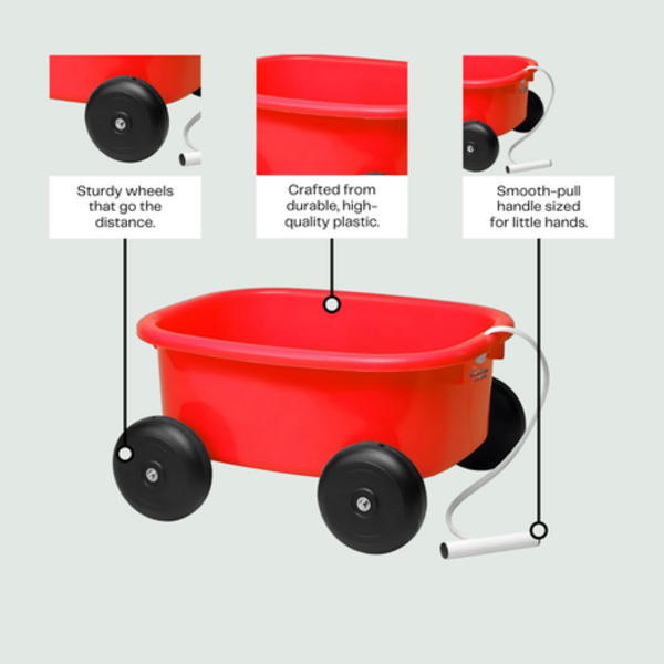 Kid's Pull Wagon: Spark Imagination & Outdoor Fun in BLUE, PINK & RED