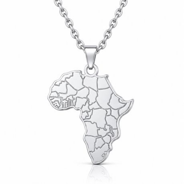 Map of Africa Pendant with Necklace - 55cm Length and 2mm Link Width