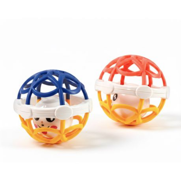 2 Soft-Touch Baby Teether Rattle Balls - Interactive Baby Rattle Set