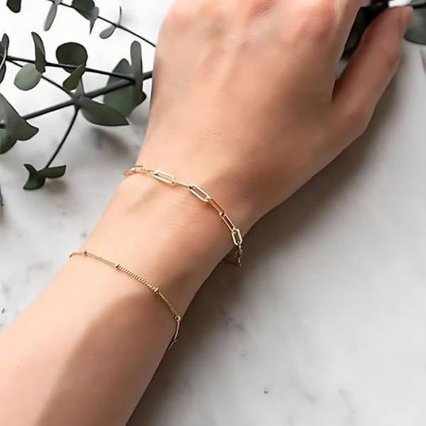 Stacked Style: The Double Layered Paperclip & Bead Bracelet Set - Image 5