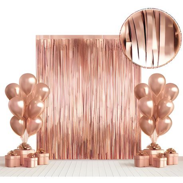 4-Piece Rose Gold Decorative Foil Curtain Tassel Backdrops