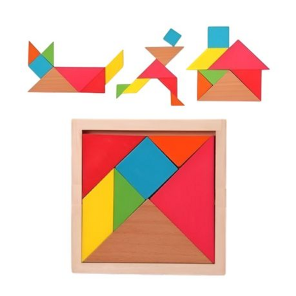 Unleash Creativity - Kids Mini Wooden Building Block Set + Tangram Puzzle! - Image 2
