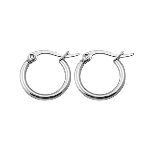 Elevate Your Style with the Sparkling 15mm Stainless Steel Hoop Earrings - Image 4