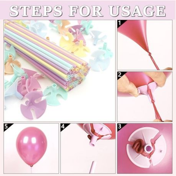 Pastel Colored Balloons Pack with Sticks and Holders for Party Decor - 20 Piece - Image 8