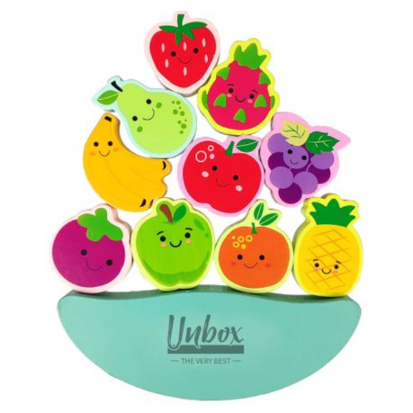 Unbox - Kids Wooden Toy Colorful Fruit Balancing, Stacking & Beading Set - Image 3
