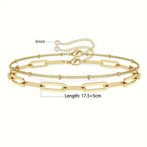 Stacked Style: The Double Layered Paperclip & Bead Bracelet Set - Image 4