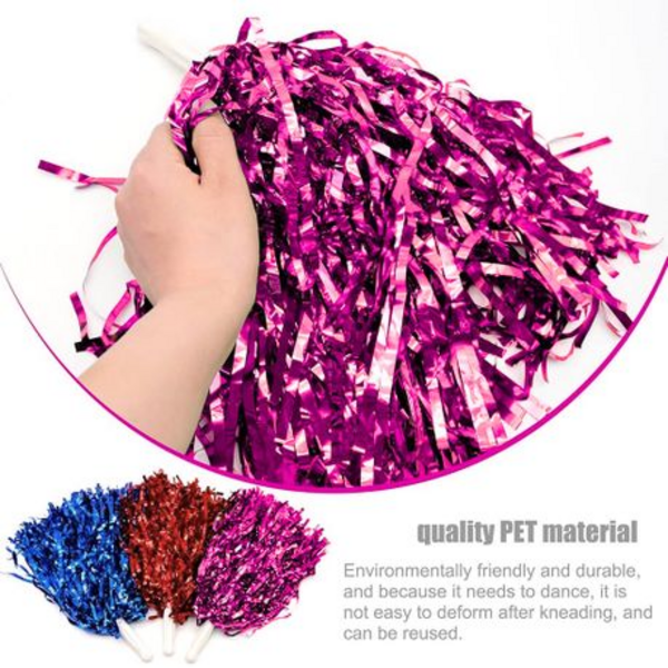 Sparkle in Every Shake Set of 2 Pom Poms - Vibrant Shine for Every Cheer - Image 2
