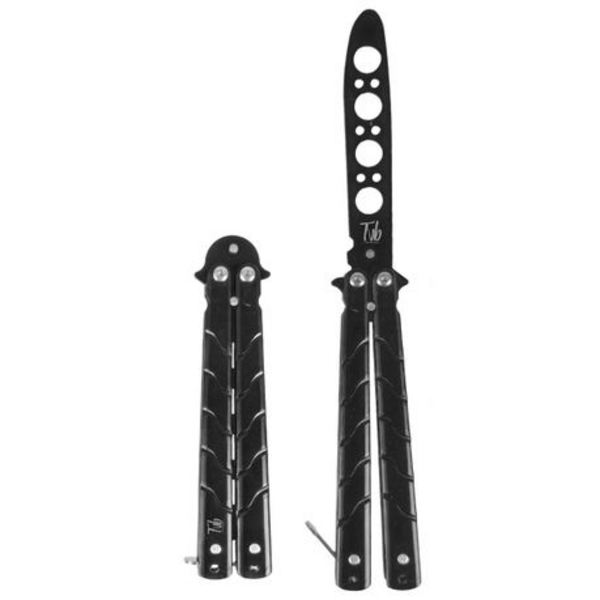 BLACK Tvb Training Butterfly Knife - Blunt Non-Sharp EDC - Great for Tricks