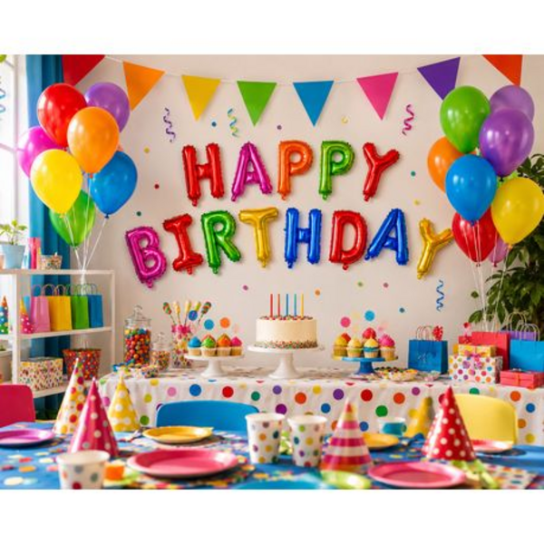 Happy Birthday Foil Letter Balloons - 41cm Large Multi Colour Bday Kit Set