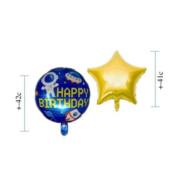 5-Piece Astronaut and Space Happy Birthday Themed Foil Balloon Decoration Set - Image 3