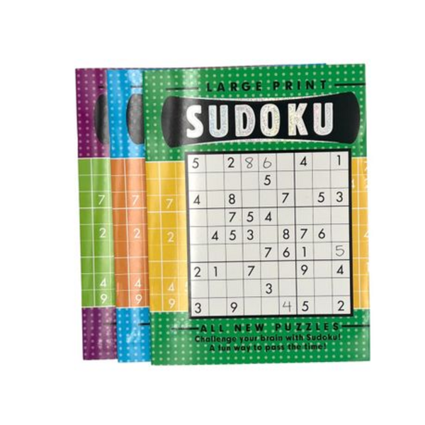 3 Large Print SUDOKU Puzzle Books with Easy, Medium, and Hard Puzzles!