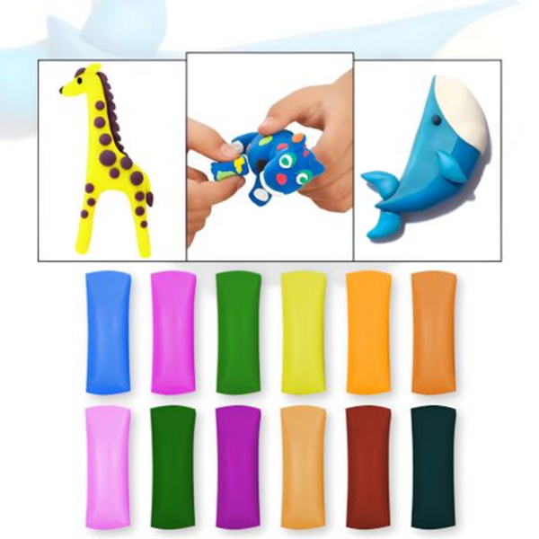 Colored Modeling Clay Set Family Fun - 12 Colors 8 Moulds & Accessories - Image 6