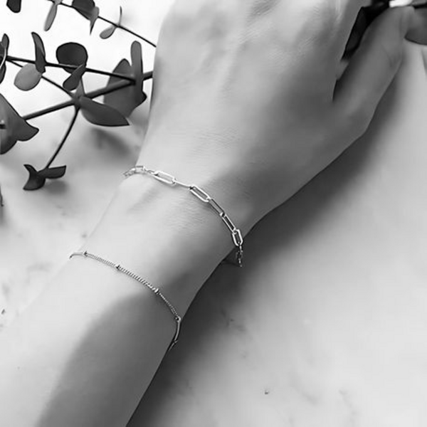Stacked Style: The Double Layered Paperclip & Bead Bracelet Set - Image 3