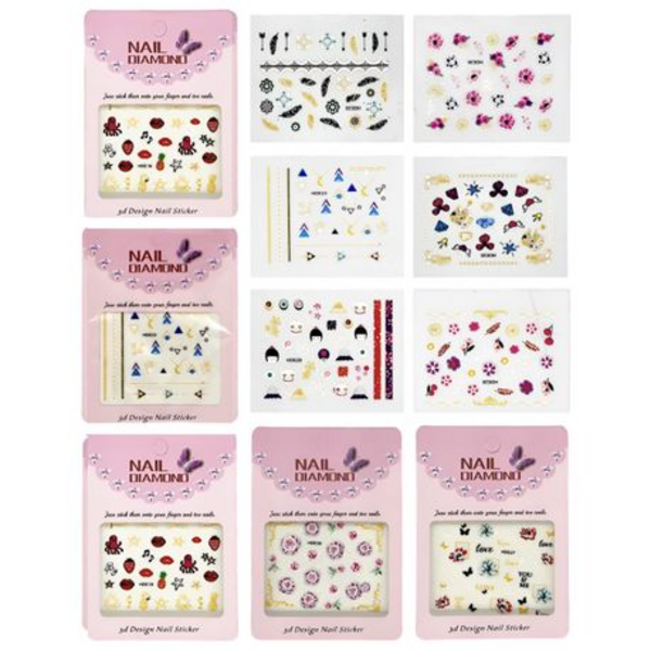 12 Piece Sticker Pack with Raised Designs, Perfect for Girls' Parties.
