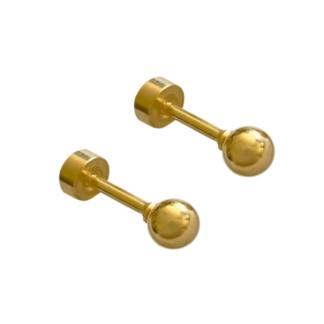Post Ball Stud Flat Back Earrings for Women - Cartilage - Helix Piercing - Gold