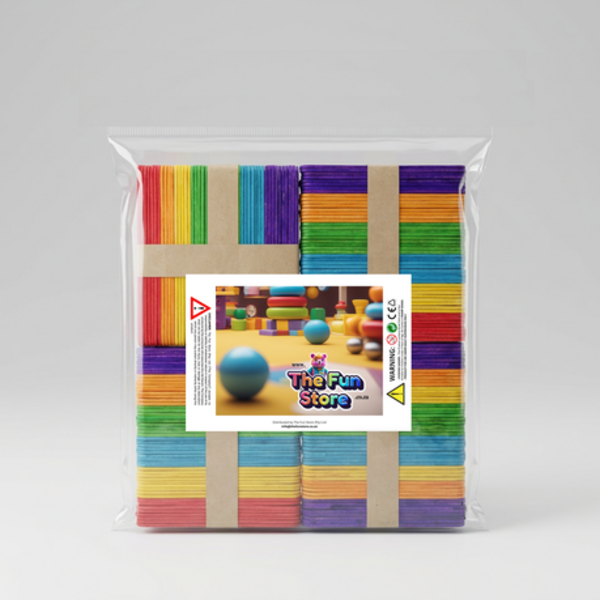 500 Wooden Craft Ice Cream Lollipop Sticks in Natural Wood or Multi-Colour - Image 3