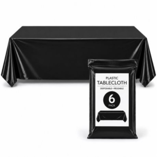 6 Disposable Plastic Tablecloths -Reusable in White Black Pink Blue