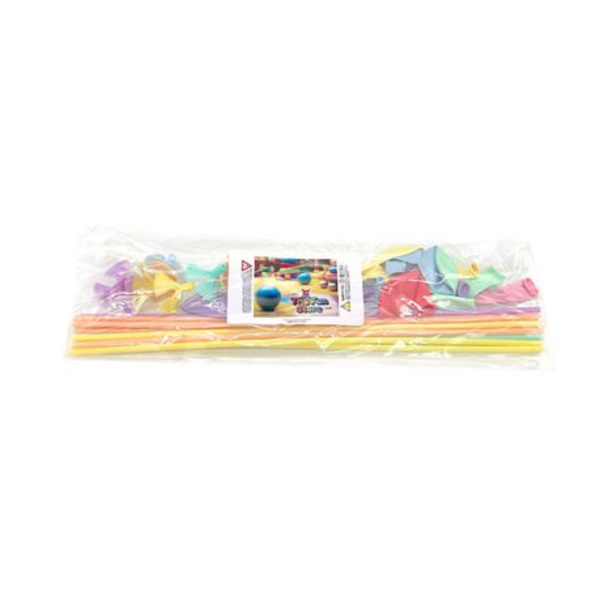 Pastel Colored Balloons Pack with Sticks and Holders for Party Decor - 20 Piece - Image 2