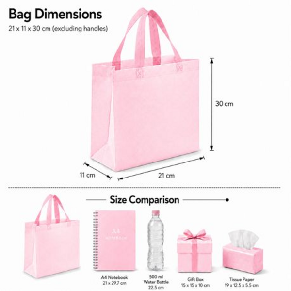 12 Pack Non-Woven Reusable Tote Gift Shopping Bags with Handles - Image 25