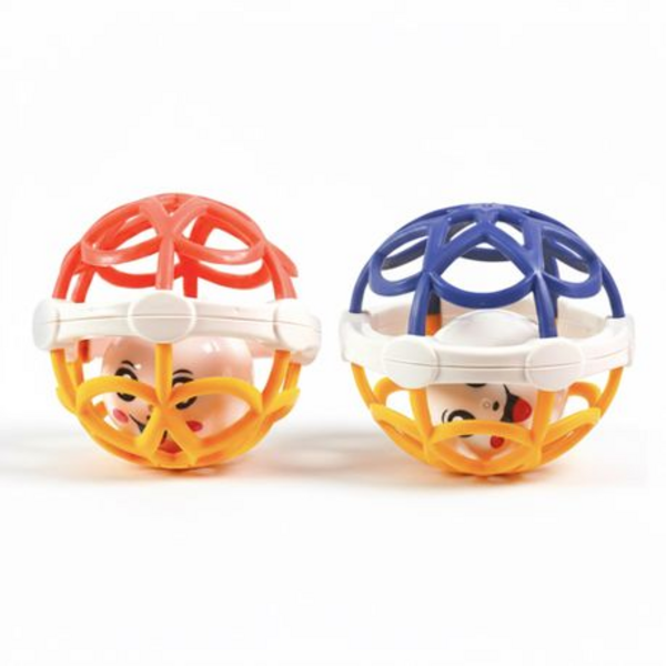 2 Soft-Touch Baby Teether Rattle Balls - Interactive Baby Rattle Set