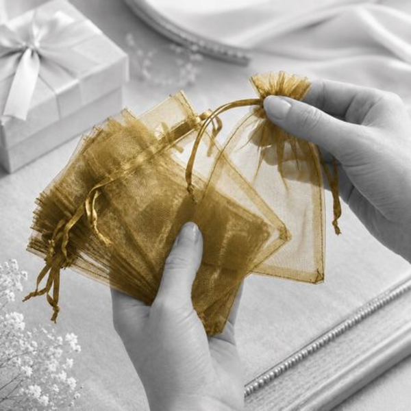 50 Organza 7cm × 9cm Bags in White, Black, Gold, Silver, Black and Red - Image 29