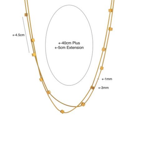 Unique Interlinked Mini Square Beads Stainless Steel Golden Necklace