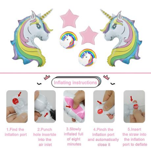 Magical Unicorn Birthday Party Decorations: 5-Piece Balloon Kit - Image 3